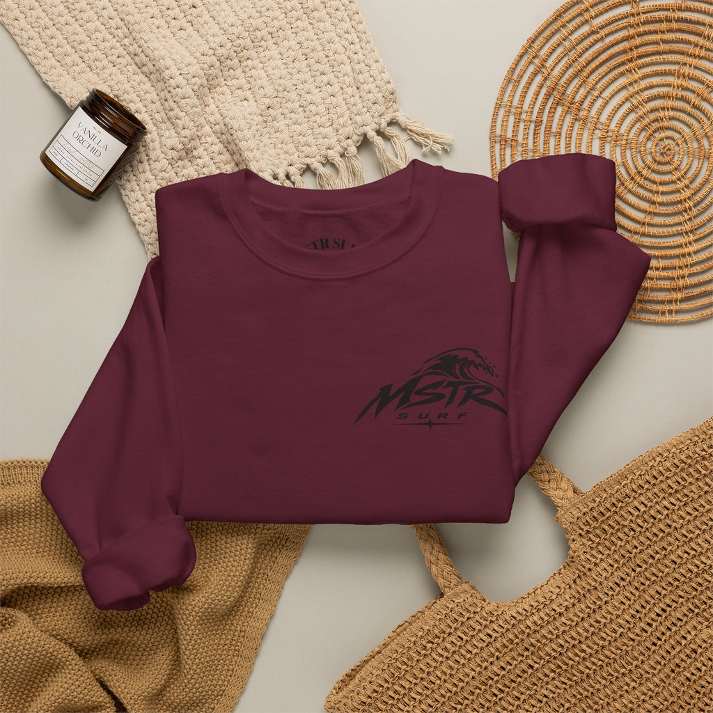 Surf Crewneck Sweatshirt — MSTR Wave Logo with Sleeve Text
