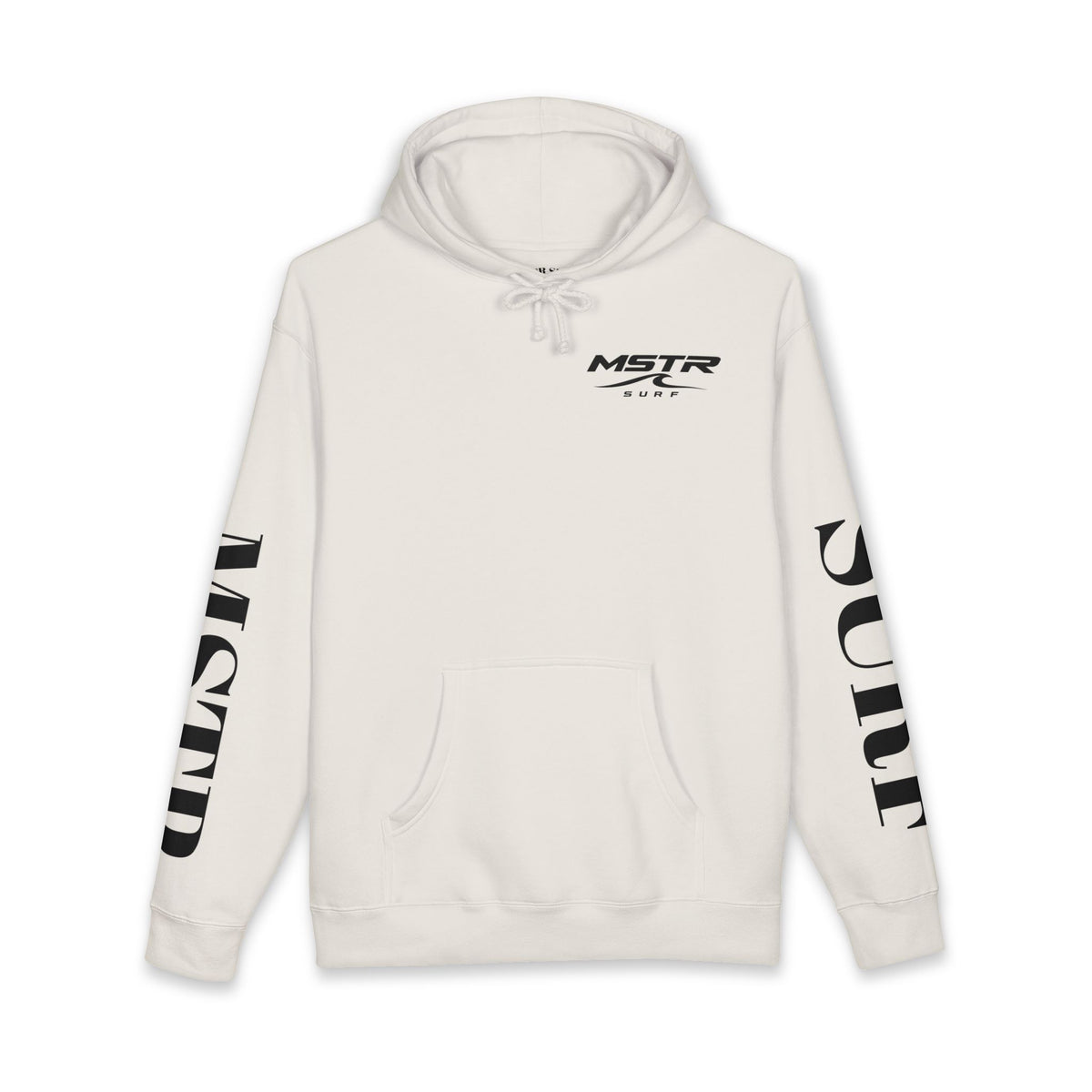 MSTR Surf White Sleeve Logo Hoodie — Minimal Surf Streetwear