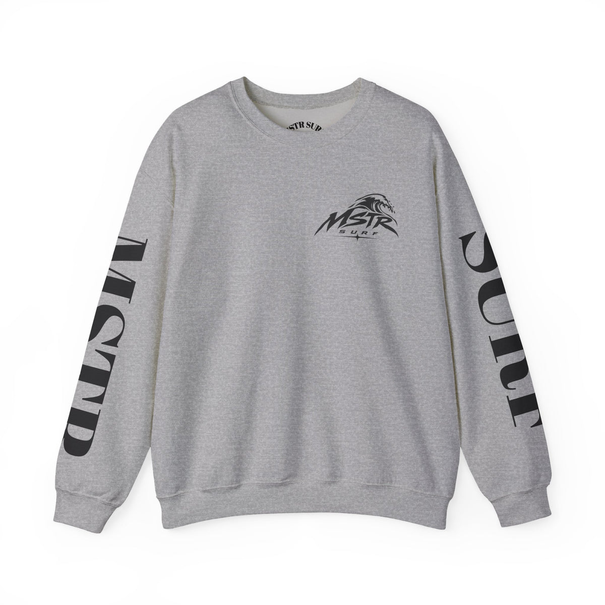Surf Crewneck Sweatshirt — MSTR Wave Logo with Sleeve Text