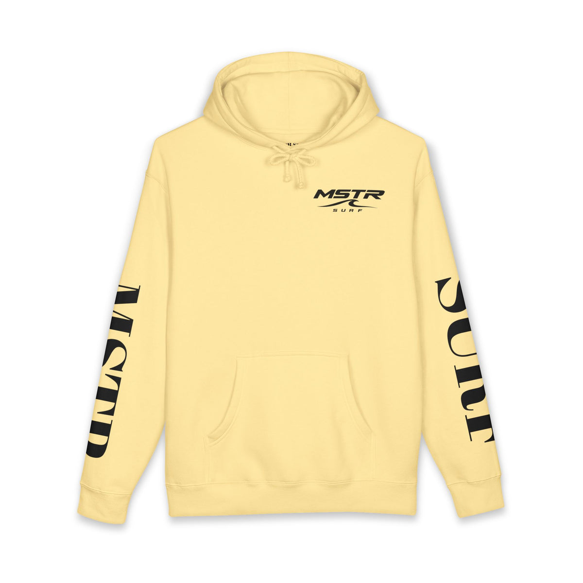 MSTR Surf White Sleeve Logo Hoodie — Minimal Surf Streetwear