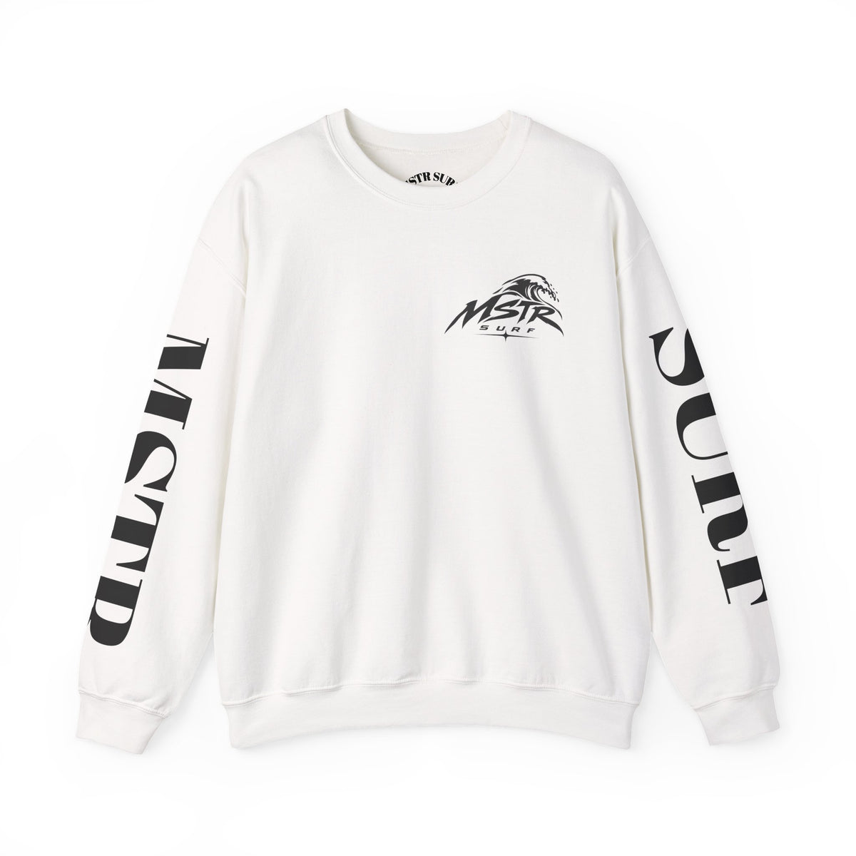 Surf Crewneck Sweatshirt — MSTR Wave Logo with Sleeve Text