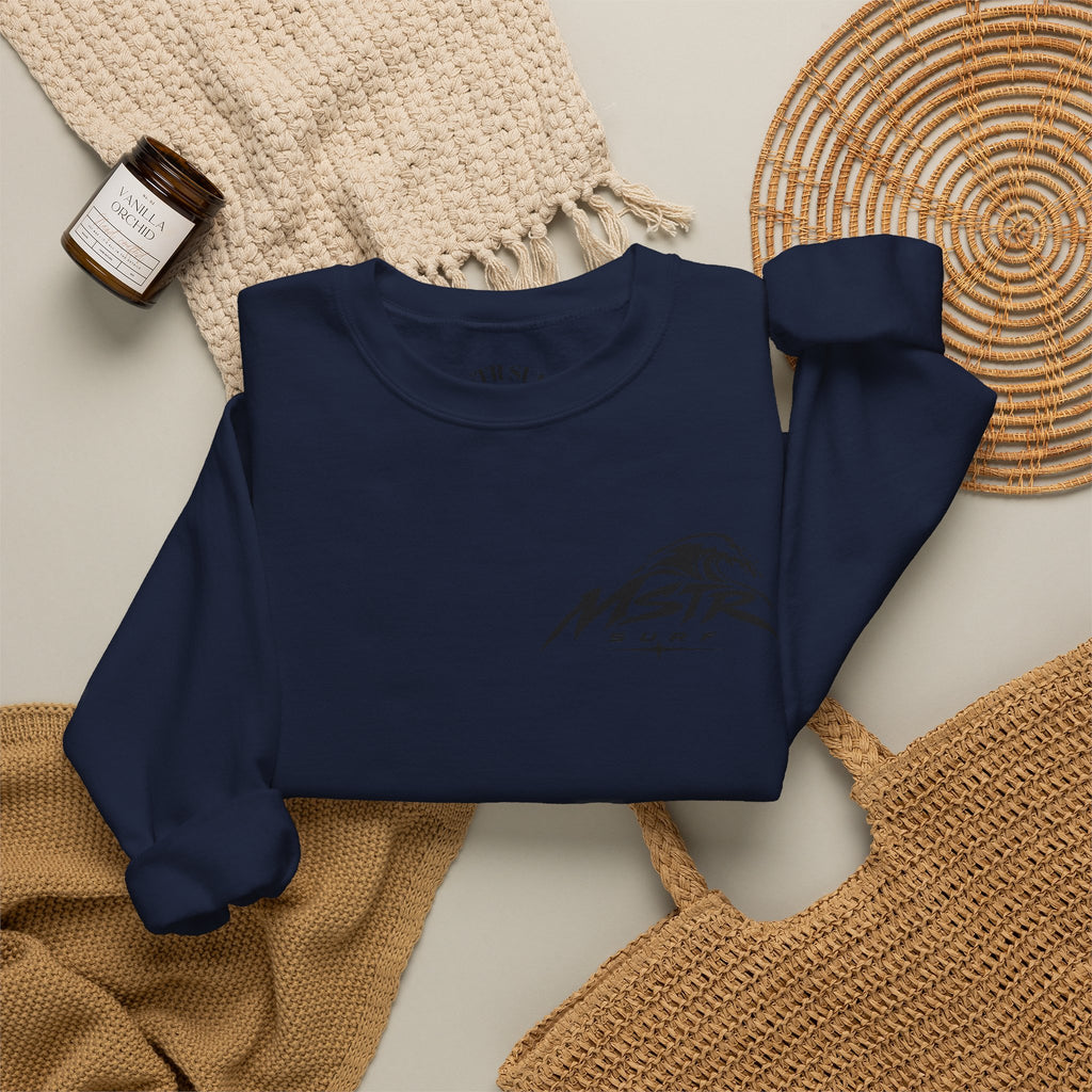 Surf Crewneck Sweatshirt — MSTR Wave Logo with Sleeve Text