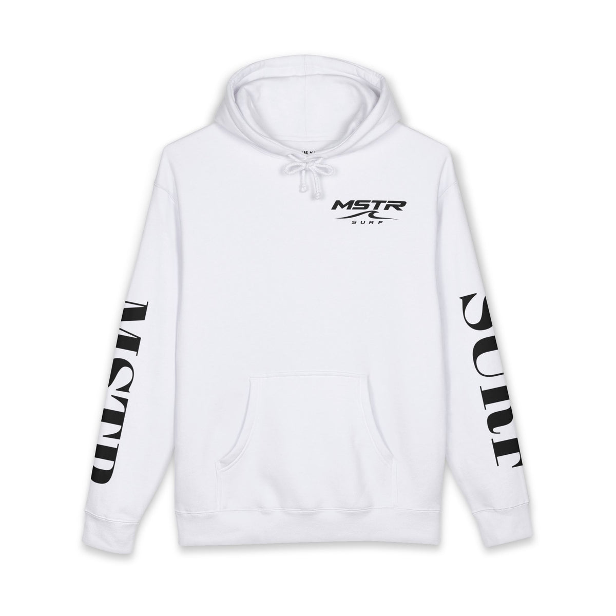 MSTR Surf White Sleeve Logo Hoodie — Minimal Surf Streetwear