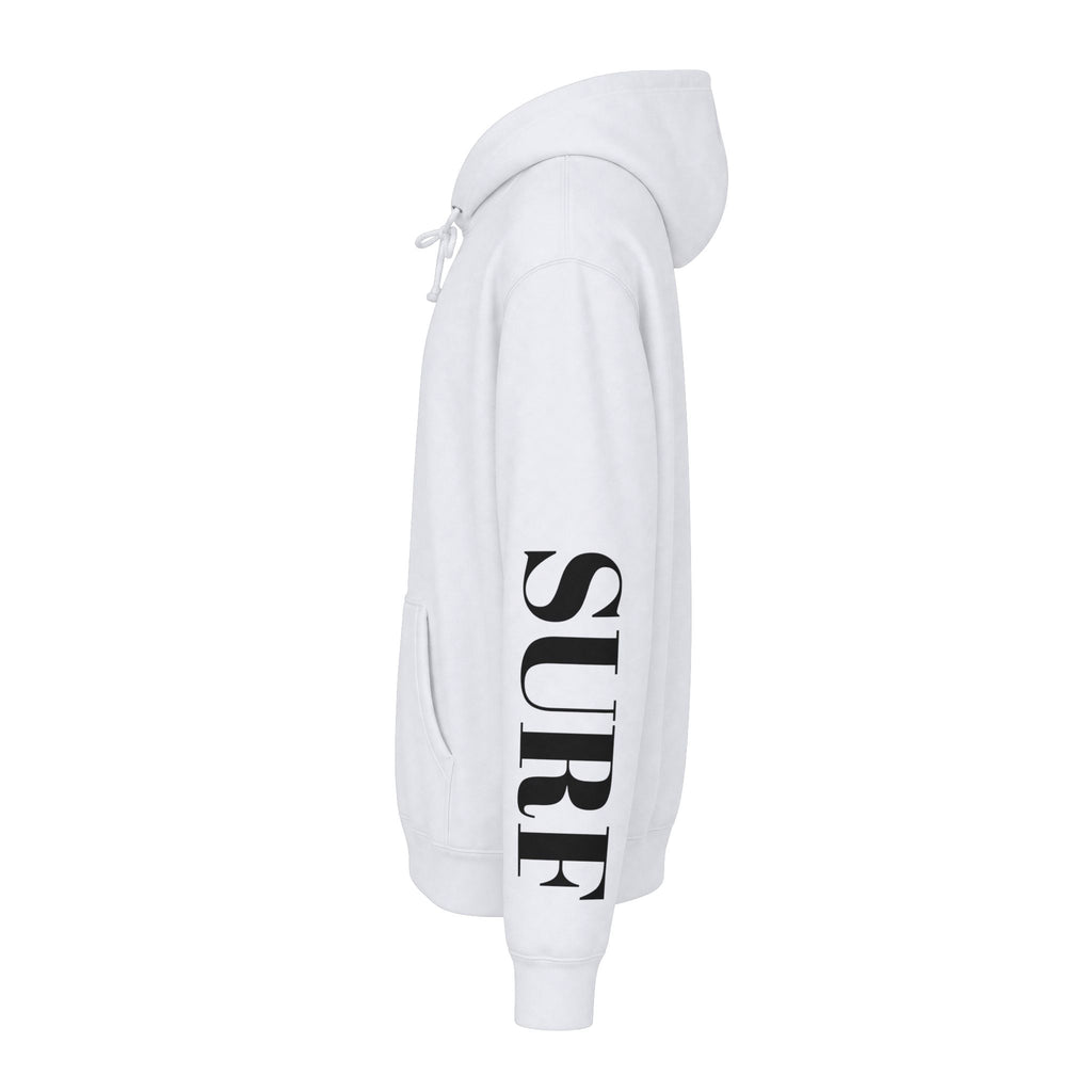 MSTR Surf White Sleeve Logo Hoodie — Minimal Surf Streetwear