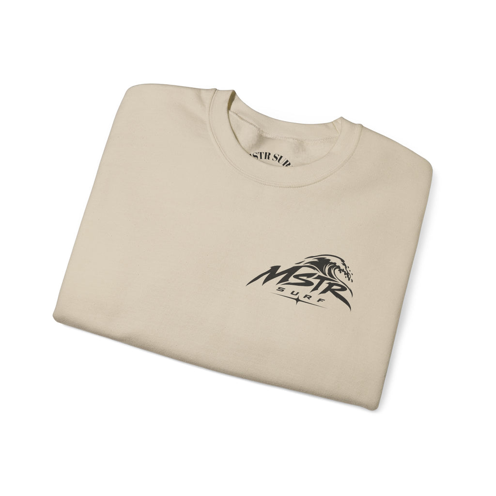 Surf Crewneck Sweatshirt — MSTR Wave Logo with Sleeve Text
