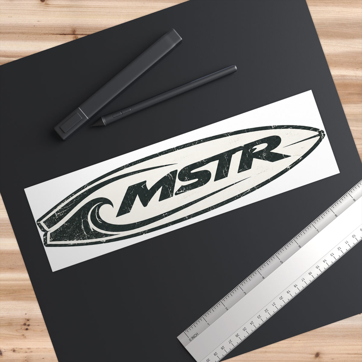 MSTR Surfboard Logo Bumper Sticker — Vintage Wave Decal for Cars & Vans