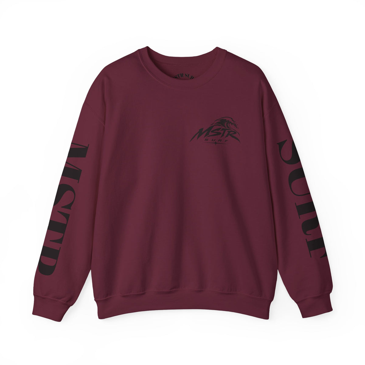 Surf Crewneck Sweatshirt — MSTR Wave Logo with Sleeve Text